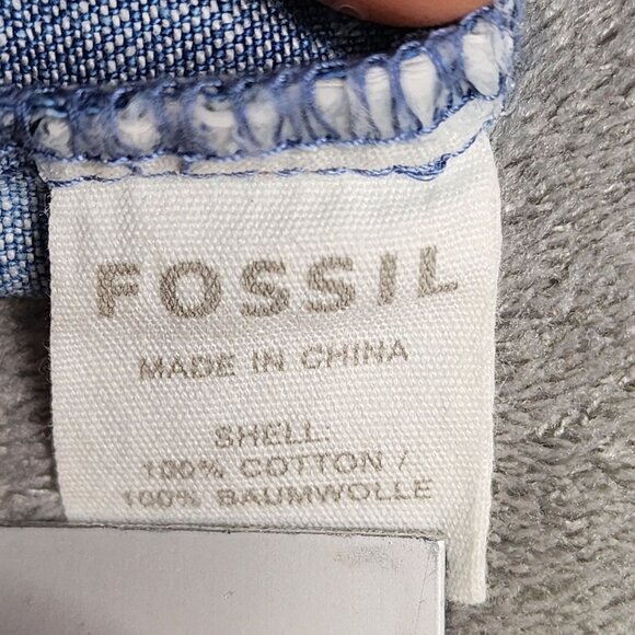 Women's Fossil Blue Denim Skirt Button Front 100% Cotton Size 6 - Picture 7 of 11